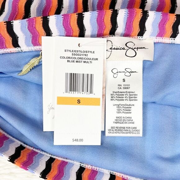 Jessica Simpson Got The Groove Blue Mist Multi Striped Bikini Size Small - Picture 4 of 4